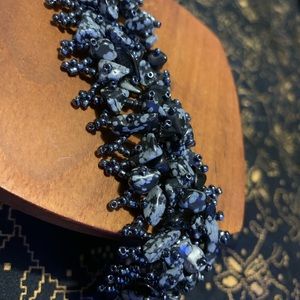 Set of 2 Blue Hand Made Beaded Bracelet & Turquoise Stretch Bracelet